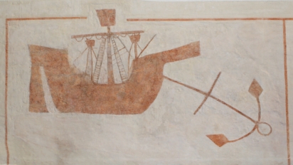 Kalkmaleri i Hviding Kirke fra 1300-tallet.